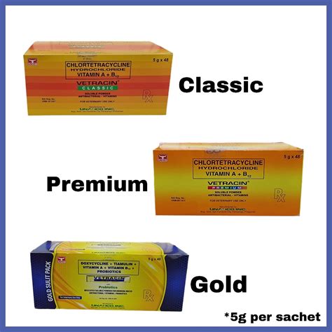 Bird Vitamins Vetracin Classic Premium Gold 6g per sachet .